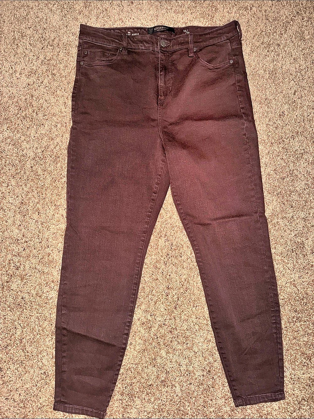 Liverpool High Rise Ankle Skinny Jeans Brown Waist 14/32